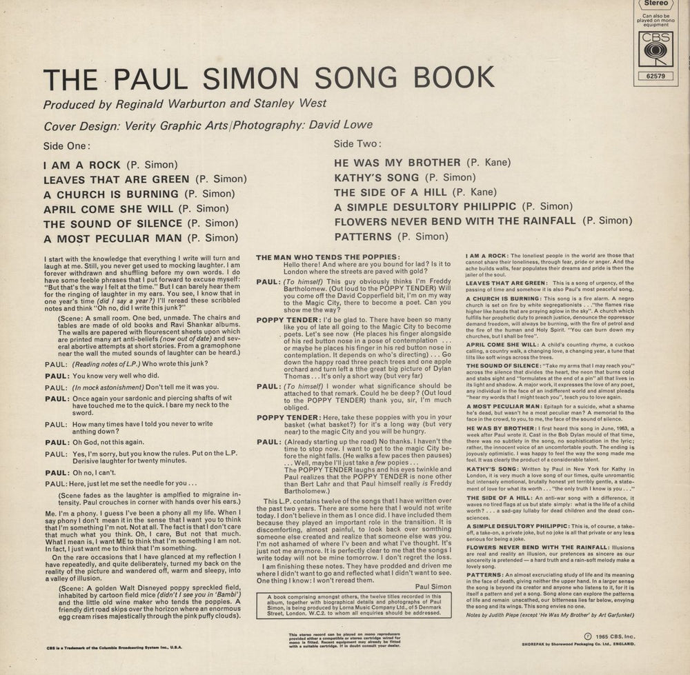 Paul Simon The Paul Simon Song Book - 3rd UK vinyl LP album (LP record)