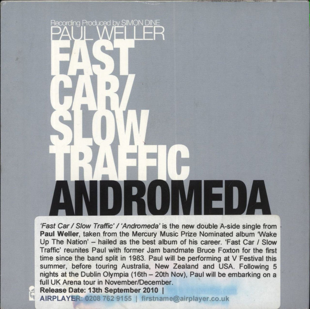 Paul Weller Fast Car / Slow Traffic UK Promo CD single (CD5 / 5")