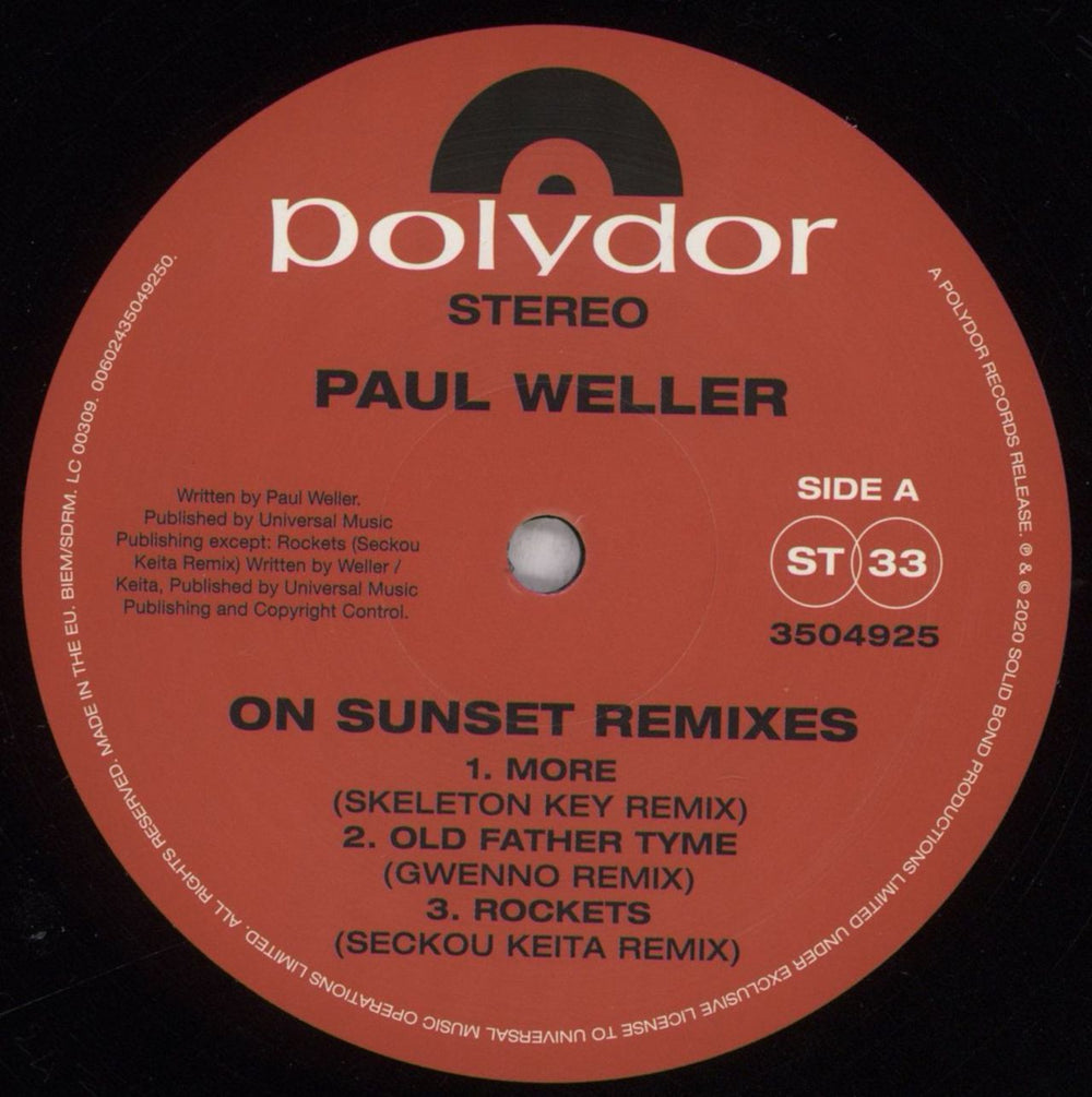 Paul Weller On Sunset Remixes UK 12" vinyl single (12 inch record / Maxi-single) WEL12ON843837