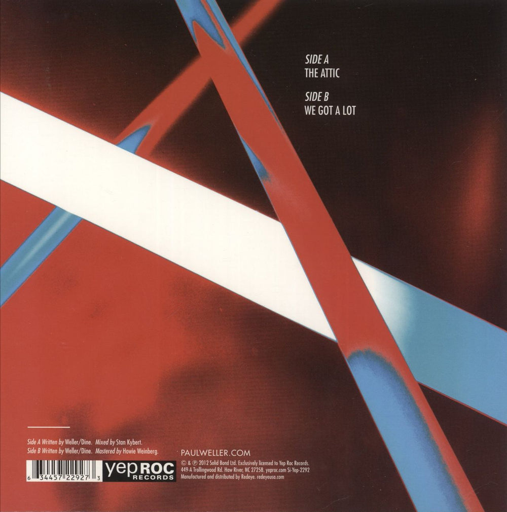 Paul Weller The Attic US 7" vinyl single (7 inch record / 45) 634457229273