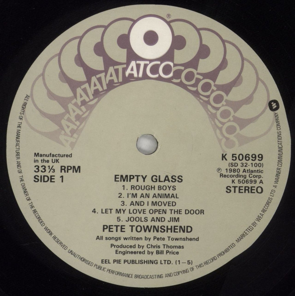 Pete Townshend Empty Glass + Poster UK vinyl LP album (LP record) TOWLPEM585962