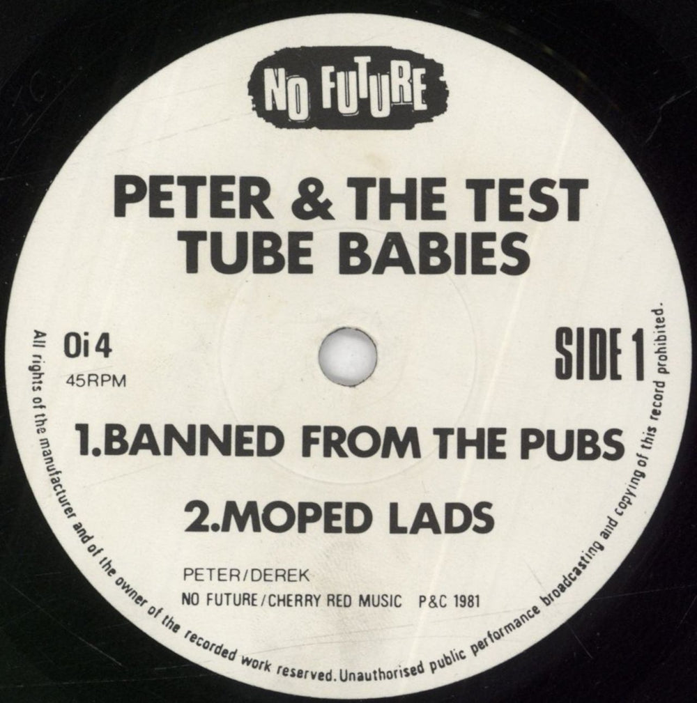 Peter & The Test Tube Babies Banned From The Pubs UK 7" vinyl single (7 inch record / 45) P&B07BA116617