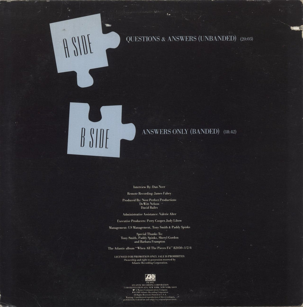 Peter Frampton Perfect Fit - A Candid Interview US Promo vinyl LP album (LP record)