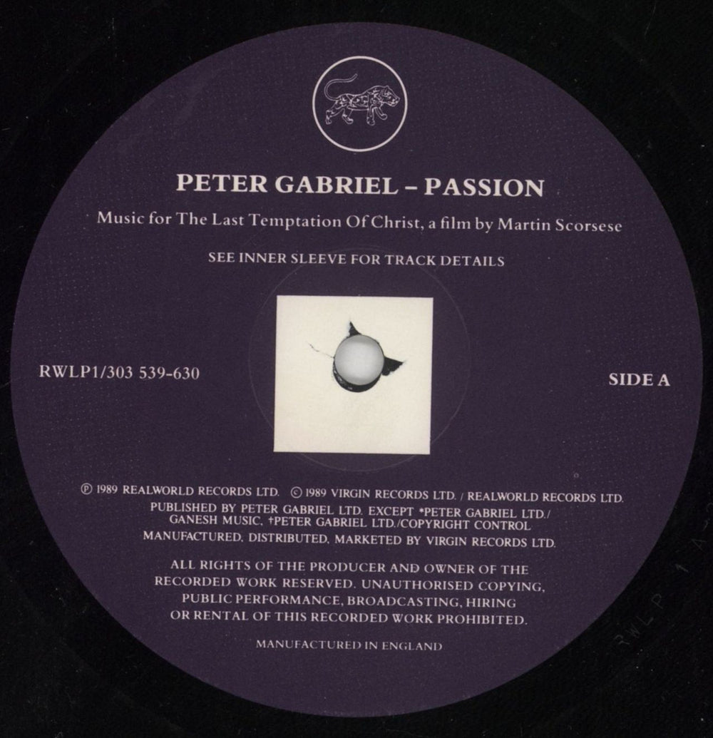 Peter Gabriel Passion UK 2-LP vinyl record set (Double LP Album) GAB2LPA699587
