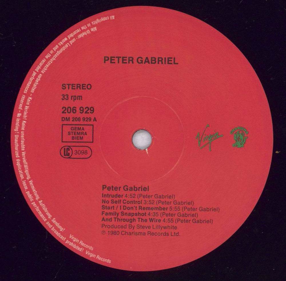 Peter Gabriel Peter Gabriel III German vinyl LP album (LP record) GABLPPE833270