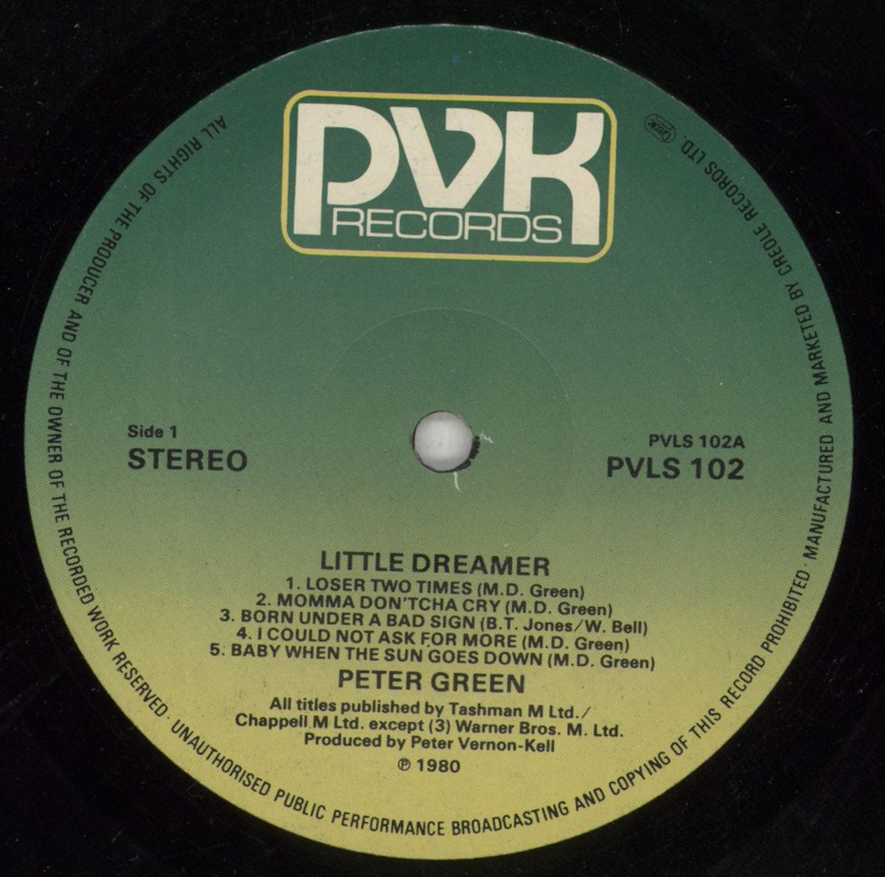 Peter Green Little Dreamer UK vinyl LP album (LP record) PGRLPLI59333