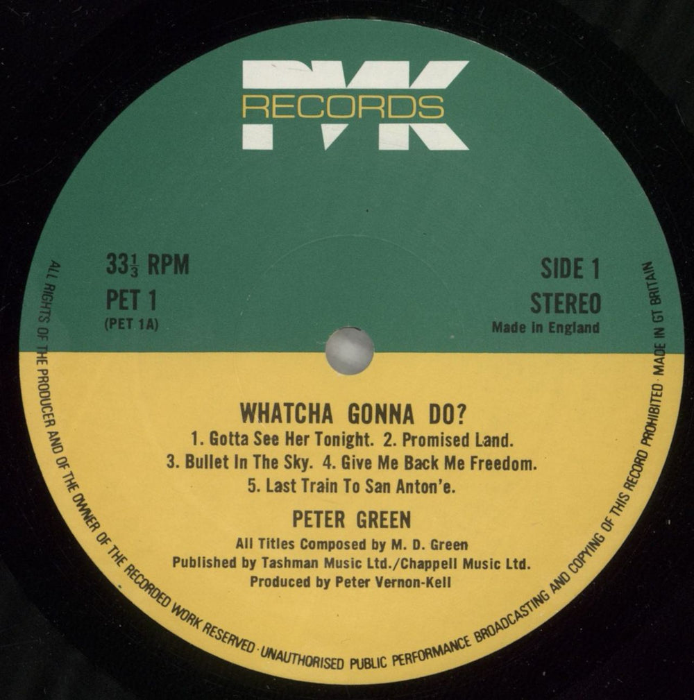 Peter Green Whatcha Gonna Do? UK vinyl LP album (LP record) PGRLPWH133117