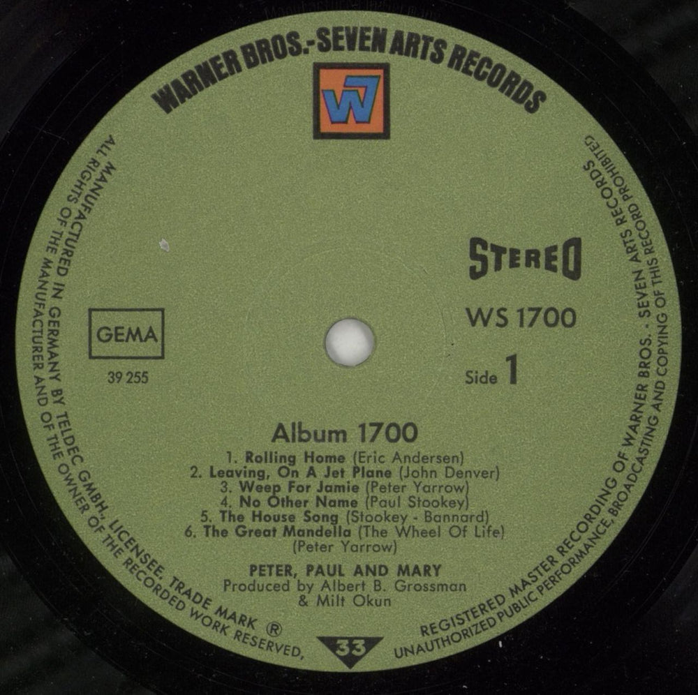 Peter Paul & Mary Album 1700 US vinyl LP album (LP record) PPMLPAL719376