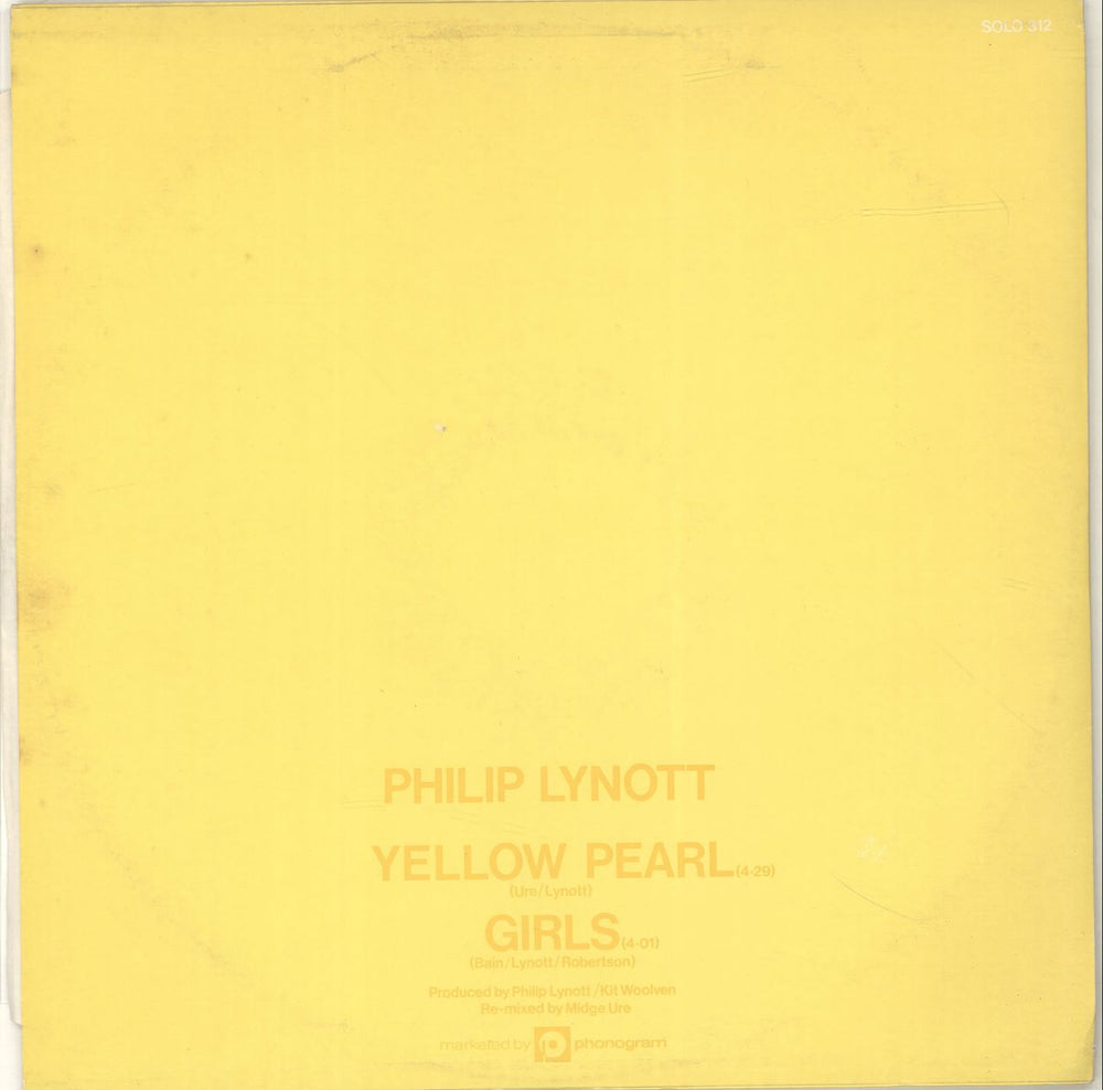 Phil Lynott Yellow Pearl UK 12" vinyl single (12 inch record / Maxi-single)