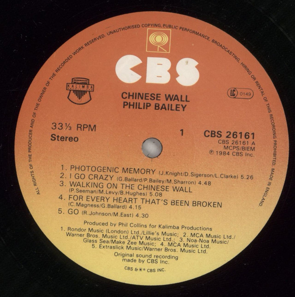 Philip Bailey Chinese Wall - Hype Stickered UK vinyl LP album (LP record) PLBLPCH782640