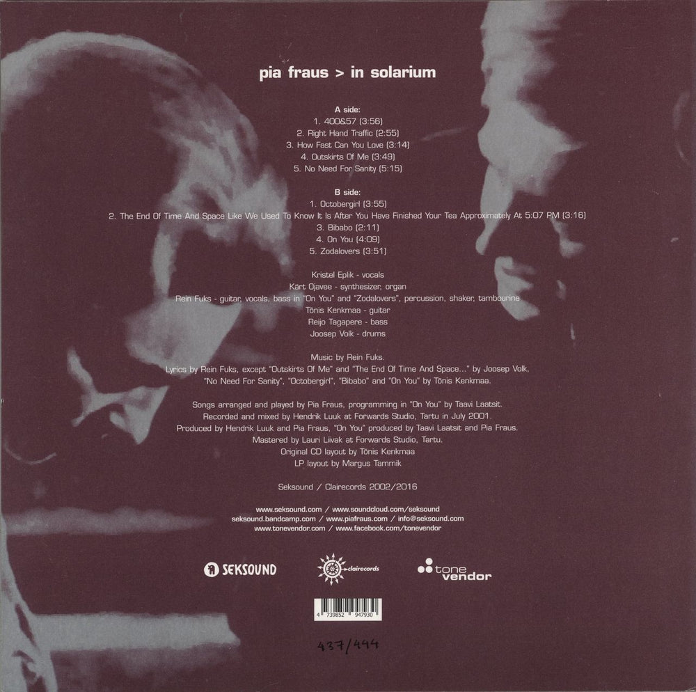 Pia Fraus In Solarium Estonian vinyl LP album (LP record) 4739852947930