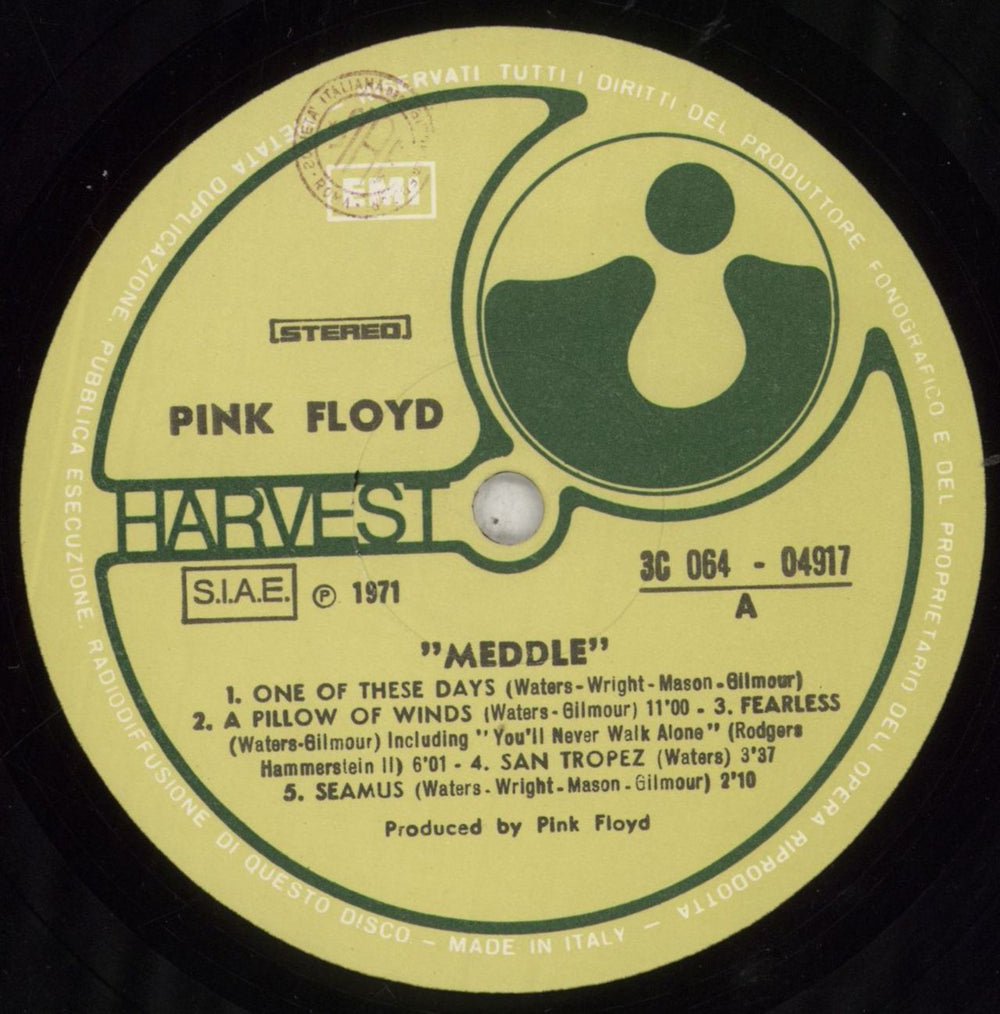 Pink Floyd Meddle - 2nd Italian vinyl LP album (LP record) PINLPME758286