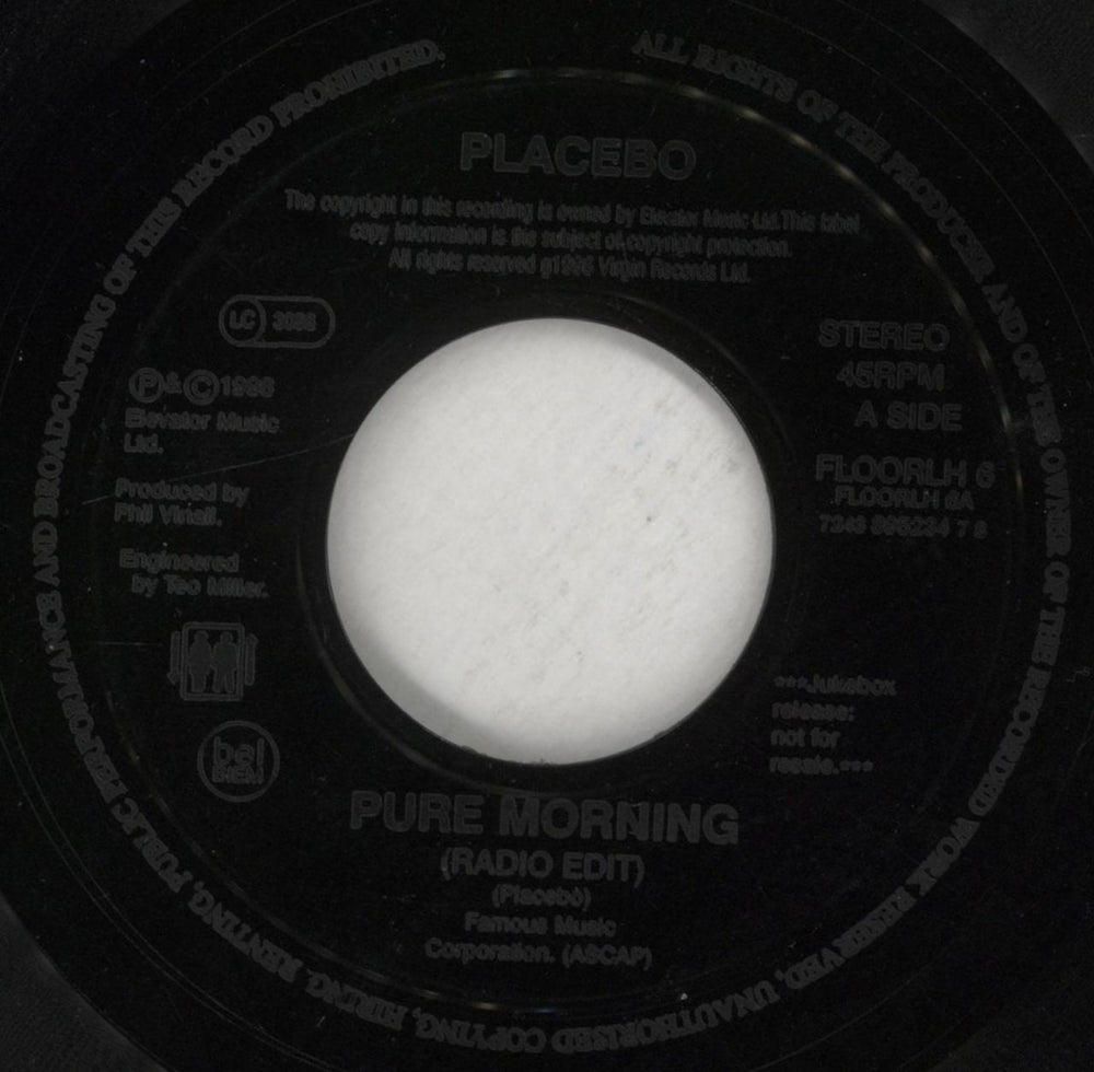 Placebo Pure Morning UK 7" vinyl single (7 inch record / 45) FLOORLH6