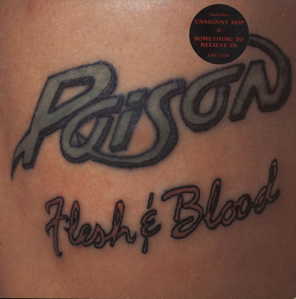 Poison Flesh & Blood - Stickered Picture Sleeve - VG UK vinyl LP album (LP record) EST2126