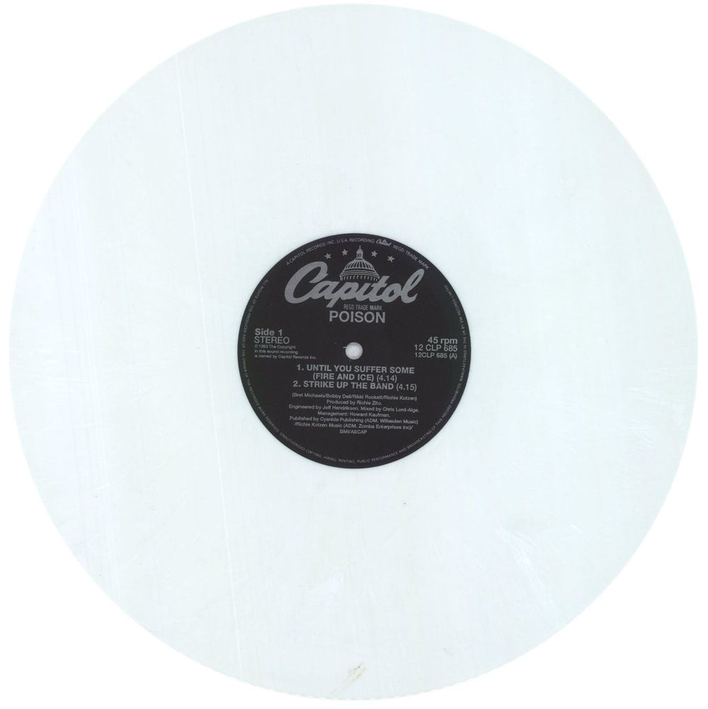 Poison Until You Suffer Some - White vinyl UK 12" vinyl single (12 inch record / Maxi-single) POI12UN575147