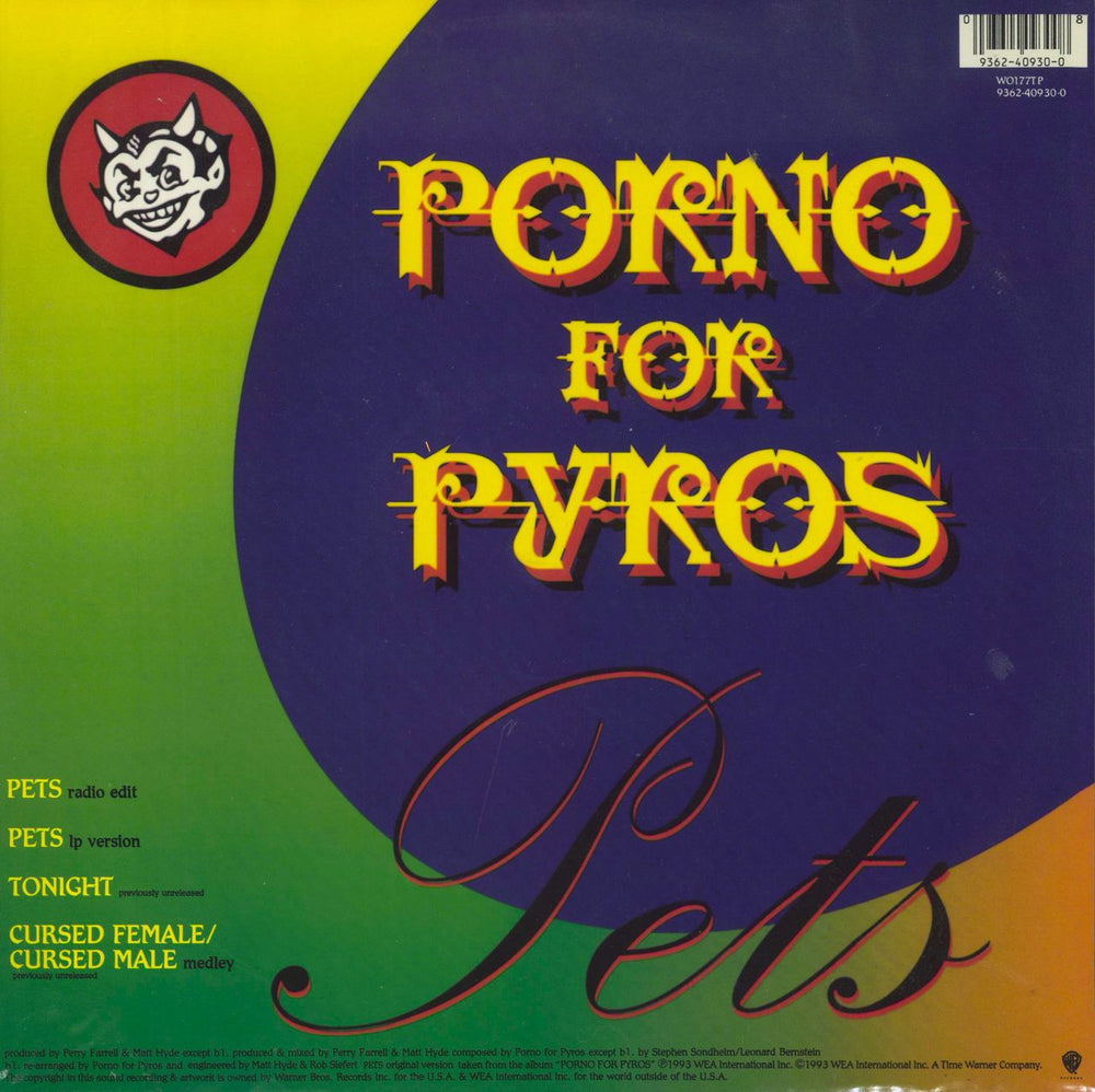 Porno For Pyros Pets - EX UK 12" vinyl picture disc (12 inch picture record) 093624093008