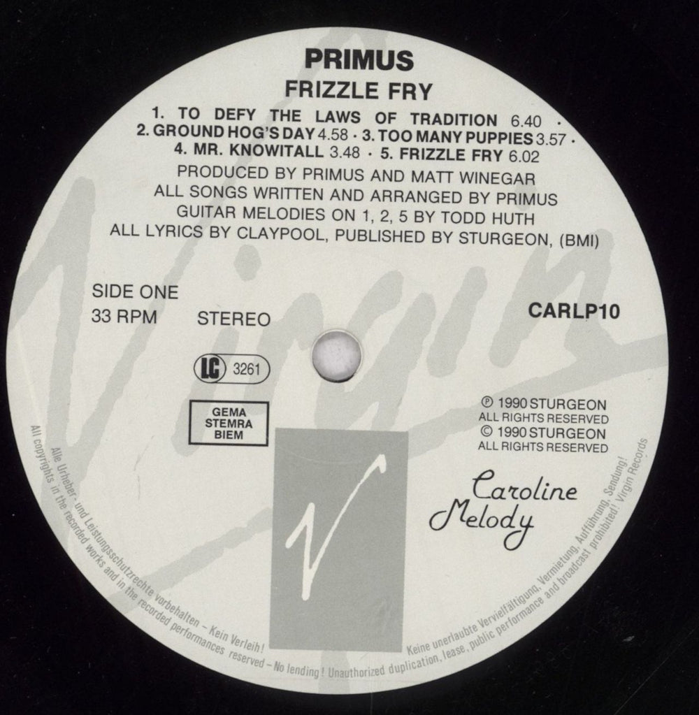 Primus Frizzle Fry UK vinyl LP album (LP record) PI5LPFR325775