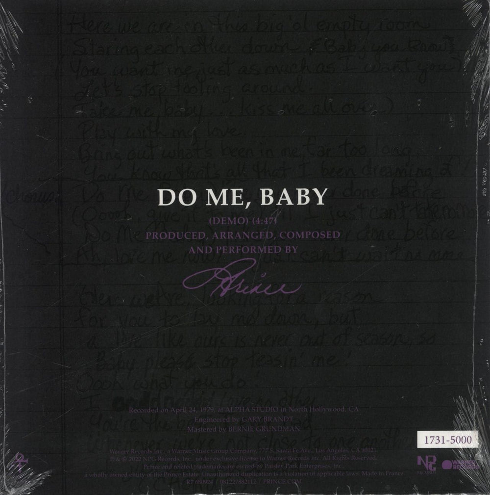 Prince Do Me, Baby - Purple Vinyl + Demo Cassette - Sealed US 7" vinyl single (7 inch record / 45) PRI07DO844787