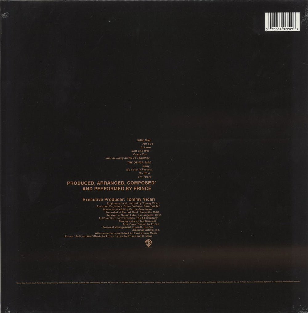 Prince For You - 180gm - Sealed UK vinyl LP album (LP record) 093624922094