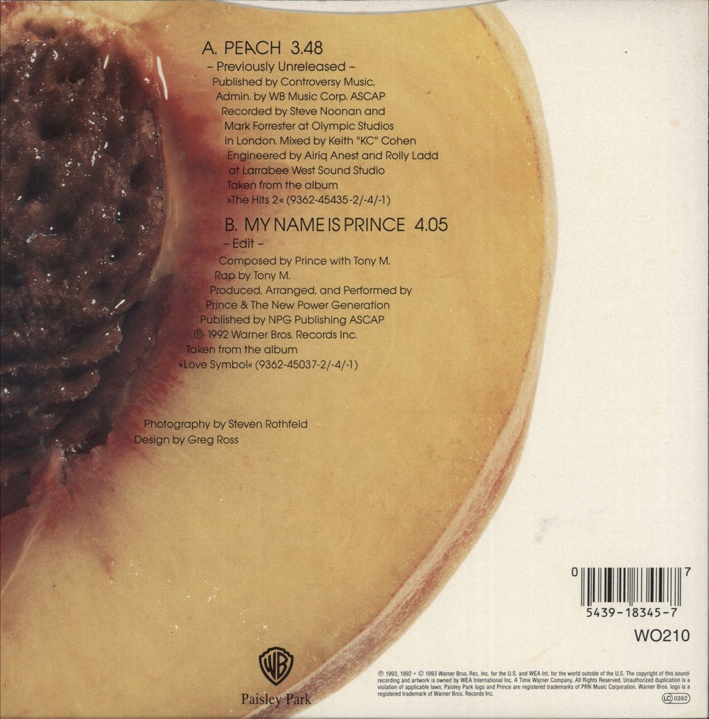 Prince Peach UK 7" vinyl single (7 inch record / 45) 054391834577