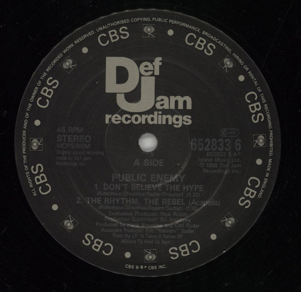 Public Enemy Don't Believe The Hype UK 12" vinyl single (12 inch record / Maxi-single) PUB12DO58351