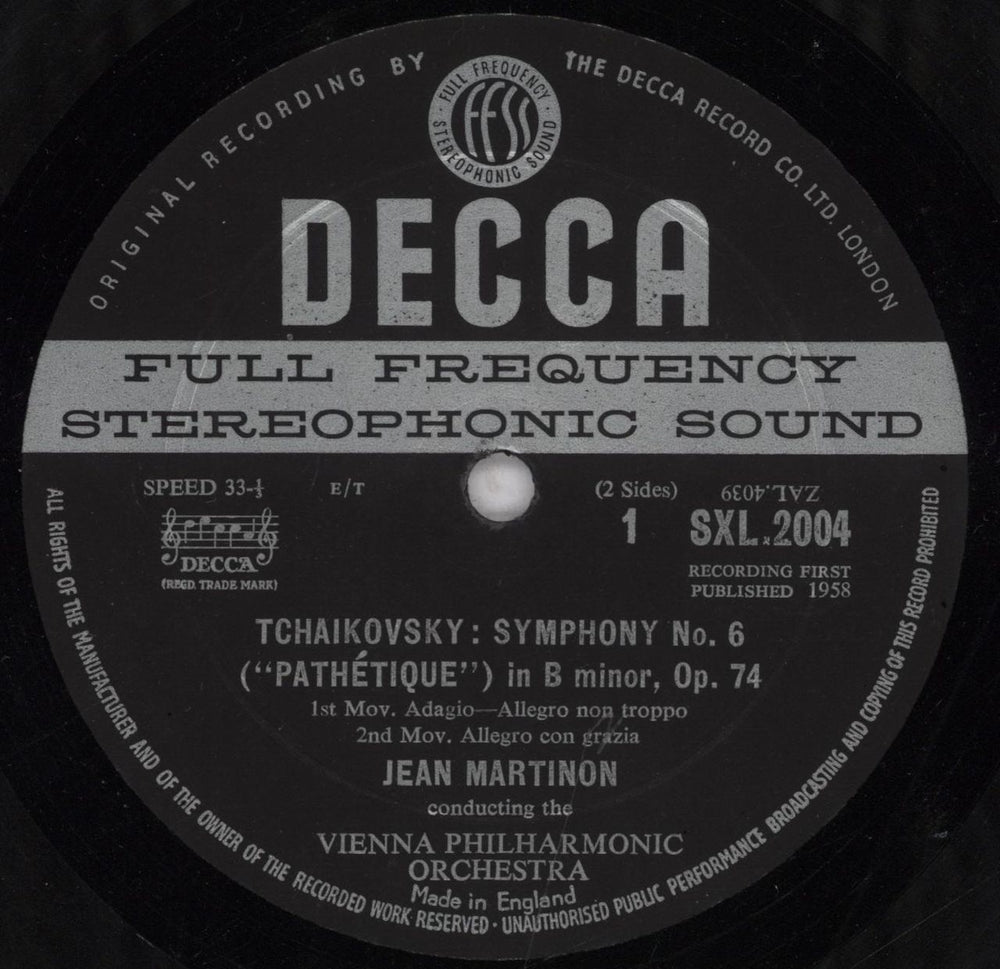 Pyotr Ilyich Tchaikovsky Tchaikovsky: Pathétique UK vinyl LP album (LP record) T3NLPTC843969