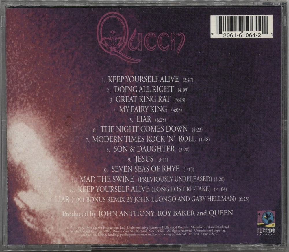 Queen Queen US CD album (CDLP) 720616106421