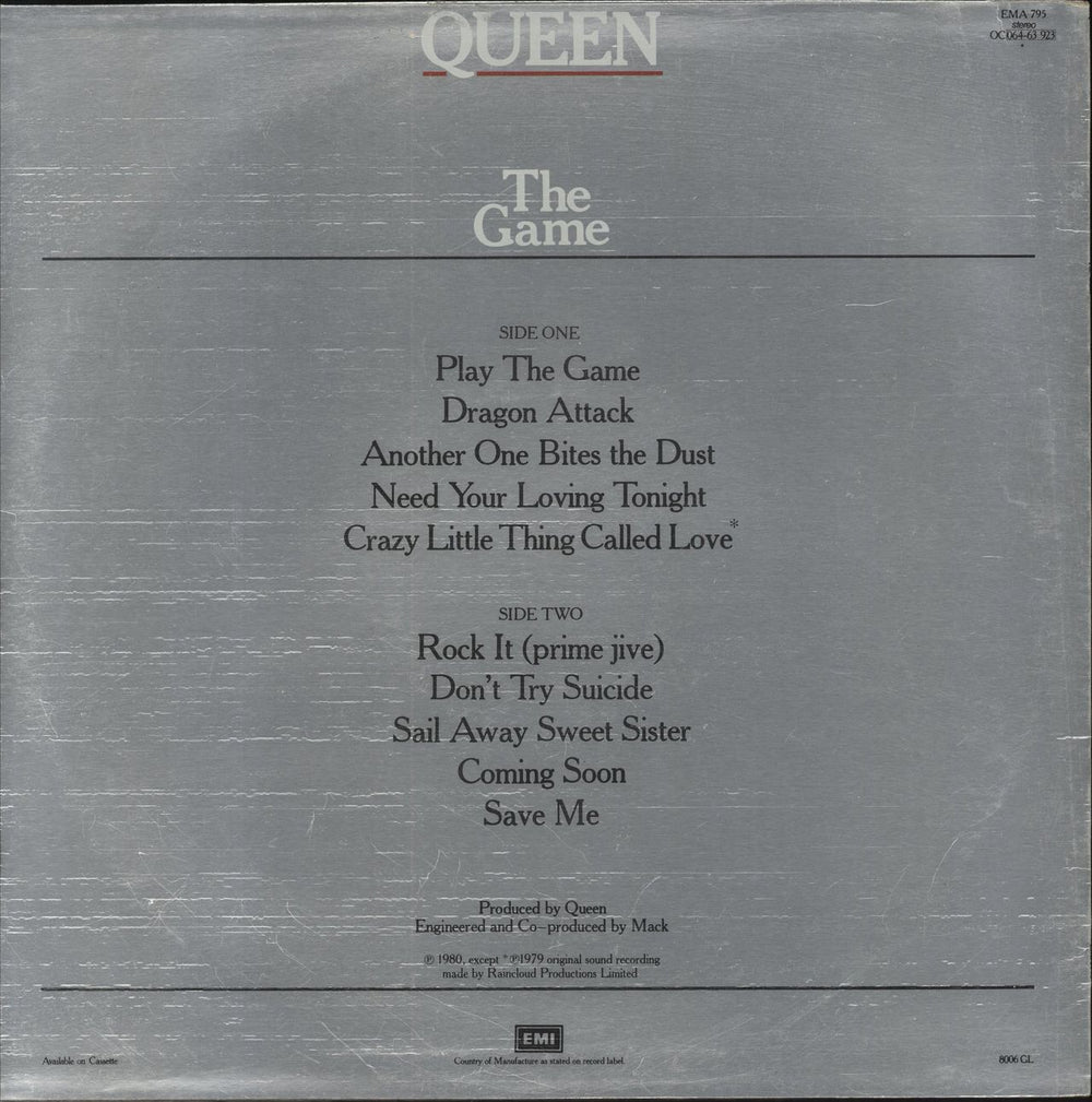 Queen The Game - 2nd - EX UK vinyl LP album (LP record)