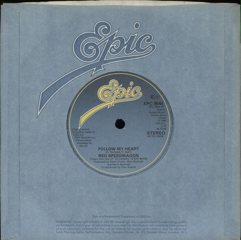 R.E.O. Speedwagon Keep On Loving You UK 7" vinyl single (7 inch record / 45)