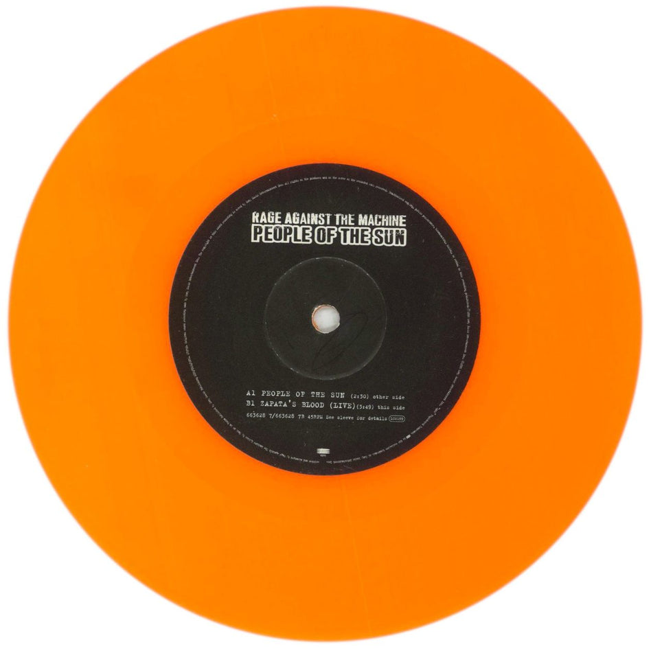 Rage Against The Machine People Of The Sun - Orange vinyl UK 7" vinyl single (7 inch record / 45) RAG07PE160313