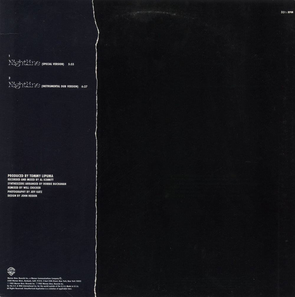 Randy Crawford Nightline - Gold promo stamped US 12" vinyl single (12 inch record / Maxi-single)