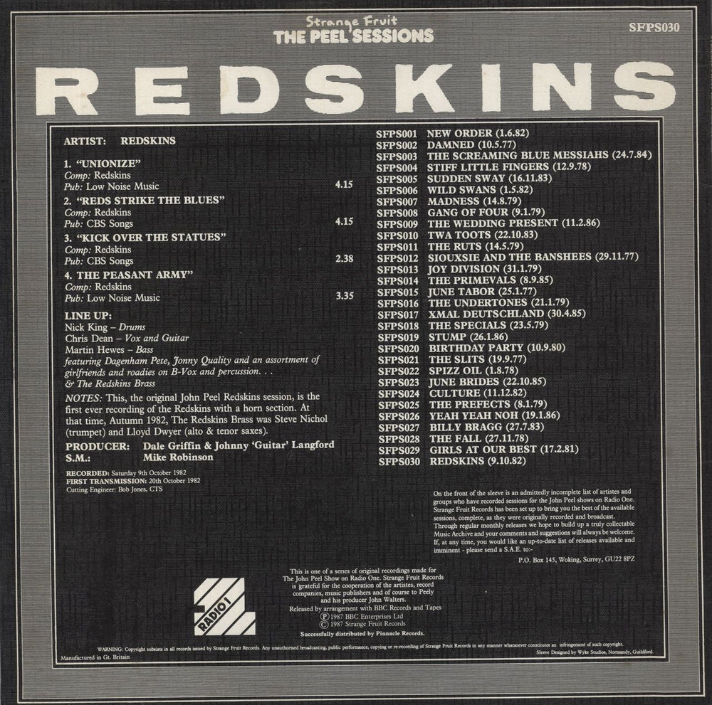 Redskins The Peel Sessions UK 12" vinyl single (12 inch record / Maxi-single) 5017644207660