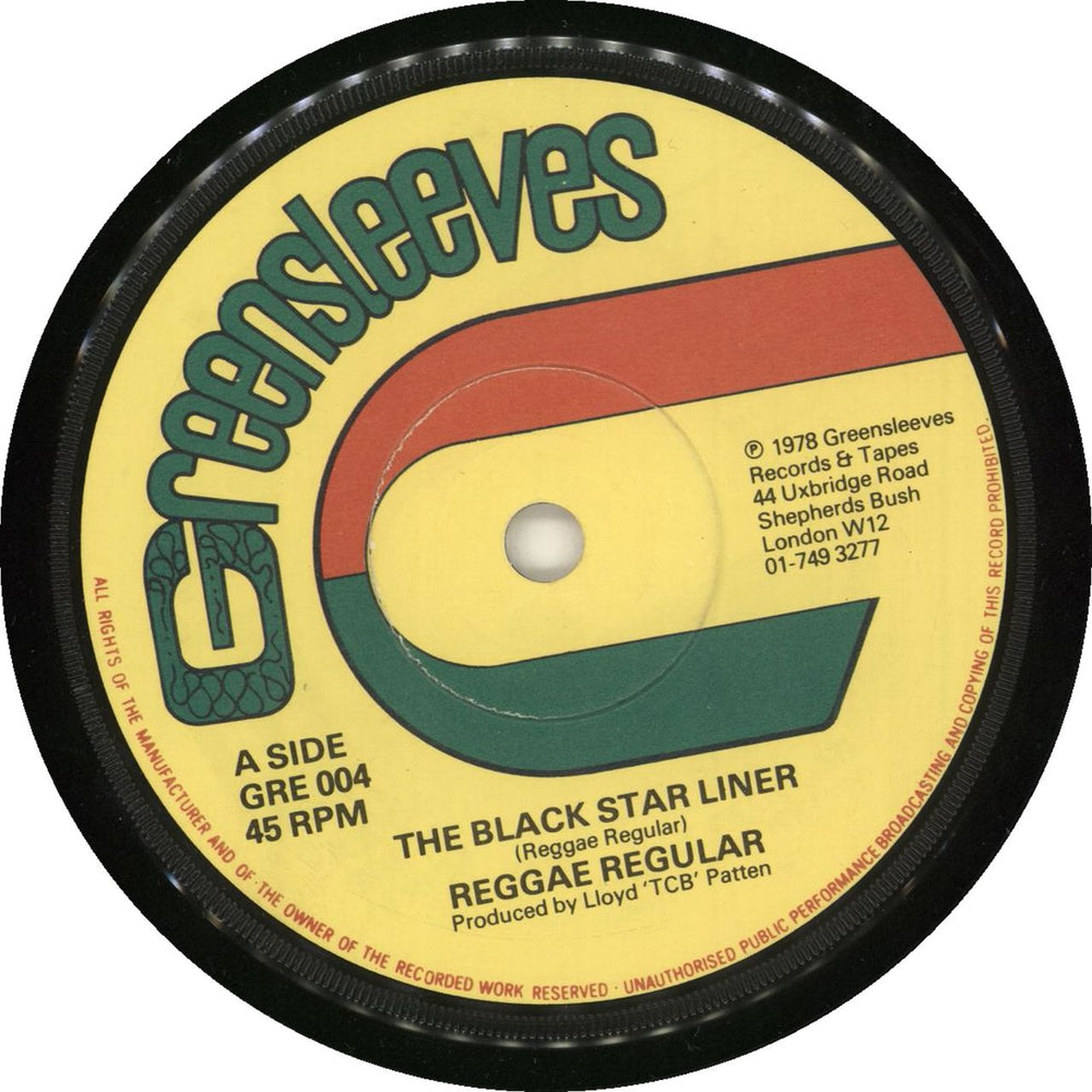 Reggae Regular The Black Star Liner UK 7" vinyl single (7 inch record / 45) GRE004