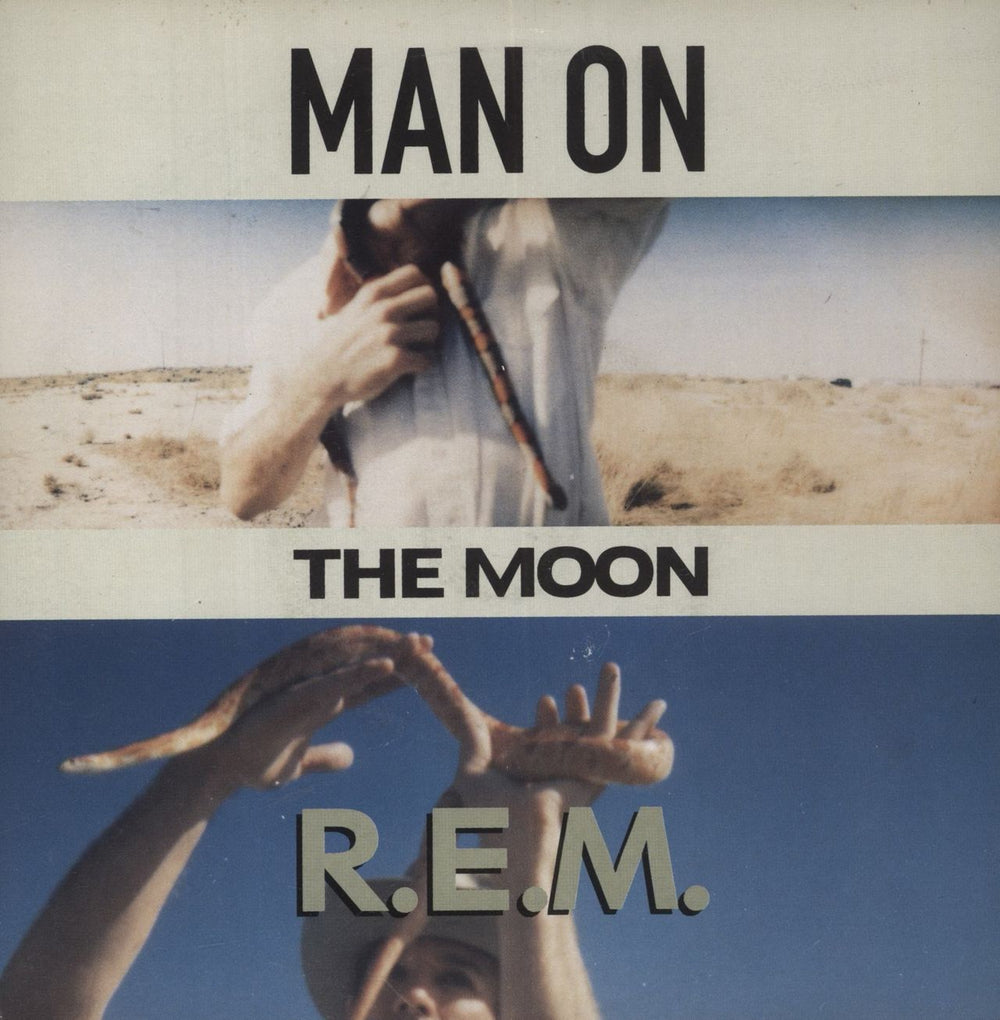 REM Man On The Moon - Injection Moulded UK 7" vinyl single (7 inch record / 45) 054391865670