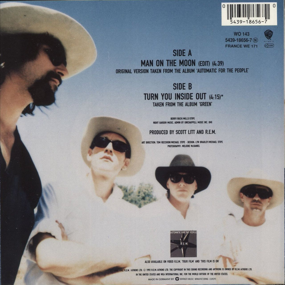 REM Man On The Moon - Solid German 7" vinyl single (7 inch record / 45) 054391865670