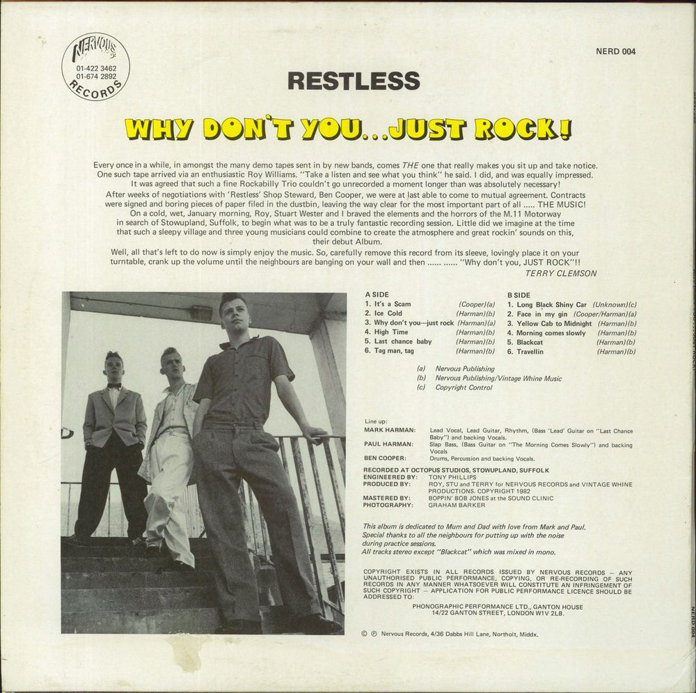 Restless Why Don't You...Just Rock! UK vinyl LP album (LP record)