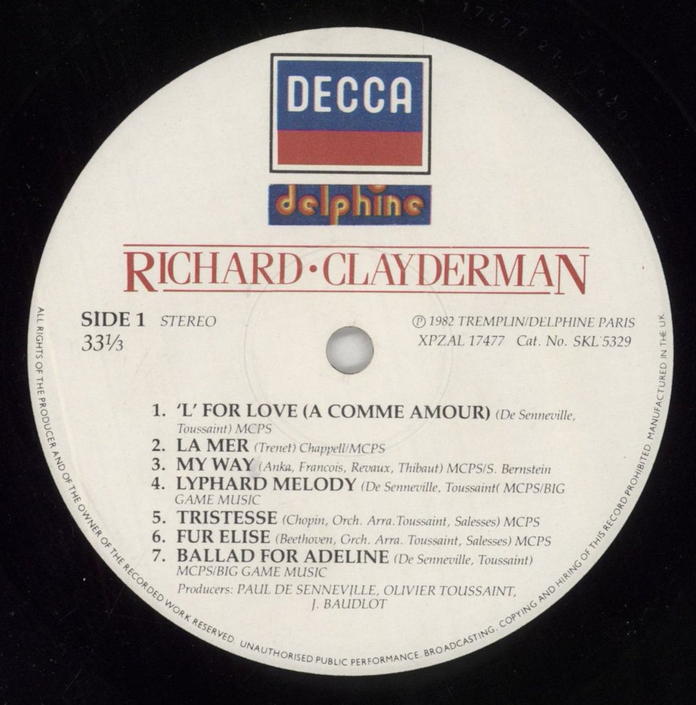 Richard Clayderman Richard Clayderman UK vinyl LP album (LP record) RC1LPRI304404