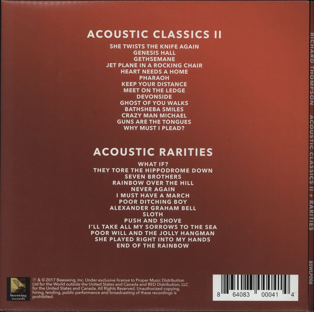 Richard Thompson Acoustic Classics II + Rarities US 3-LP vinyl record set (Triple LP Album) 864083000414