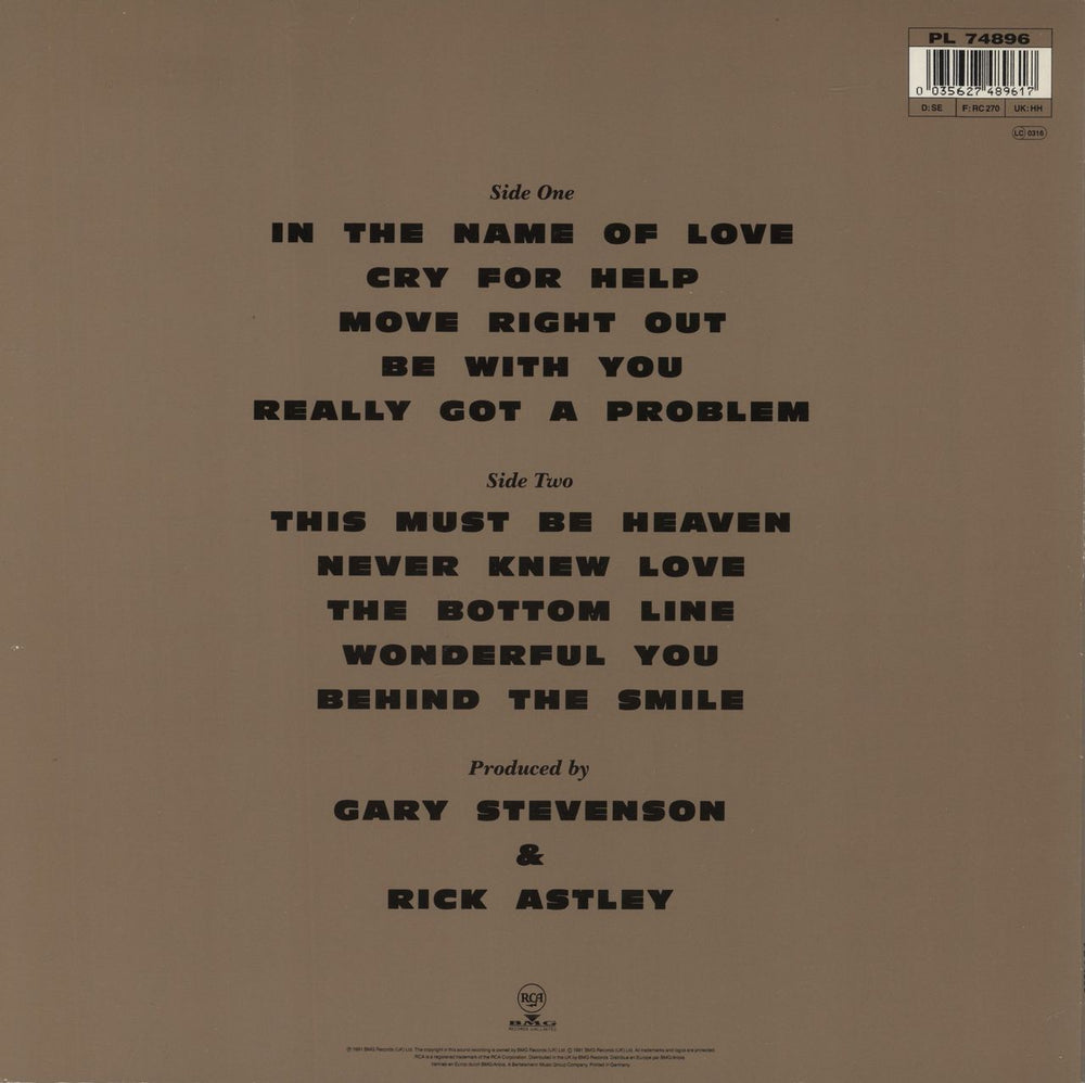 Rick Astley Free - Song Hype Sticker UK vinyl LP album (LP record) 035627489617