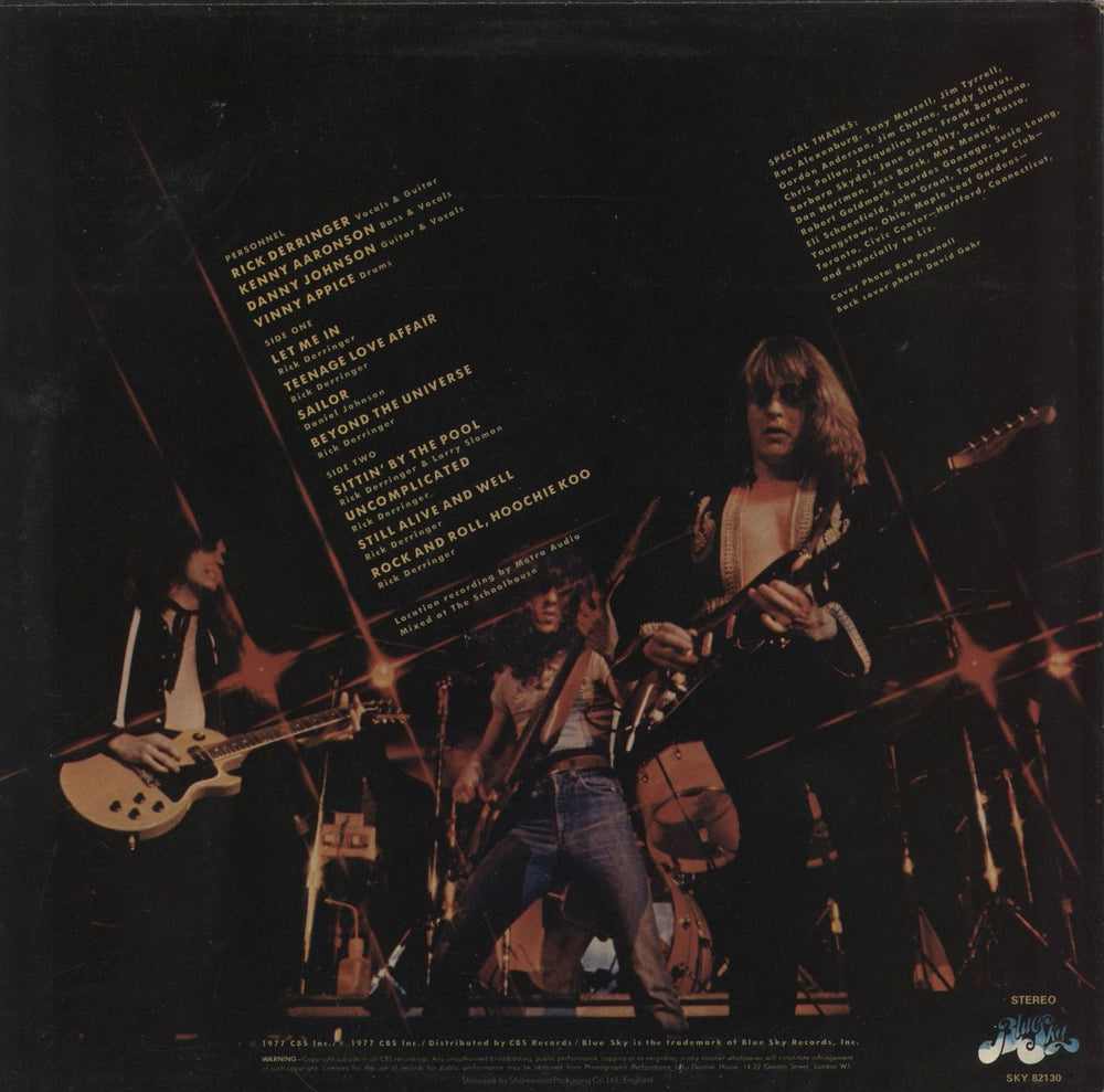 Rick Derringer Live UK vinyl LP album (LP record)