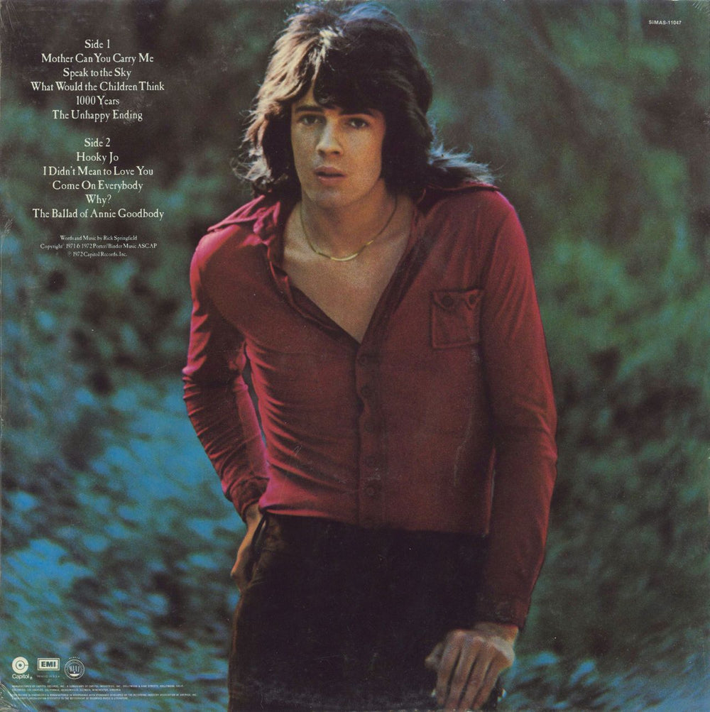 Rick Springfield Rick Springfield US vinyl LP album (LP record)