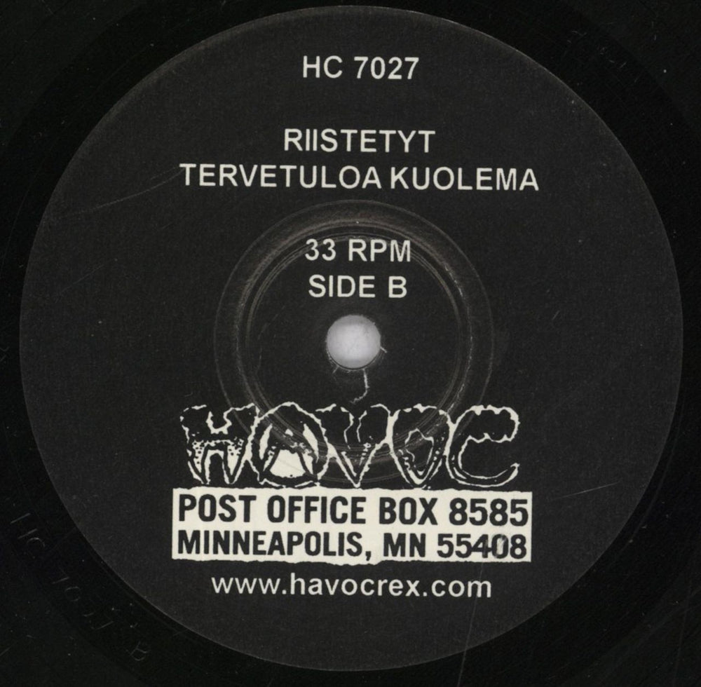 Riistetyt Tervetuloa Kuolema US 7" vinyl single (7 inch record / 45) 67O07TE837240