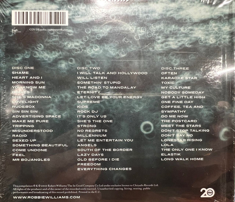 Robbie Williams In And Out Of Consciousness: Greatest Hits 1990 - 2010 UK 3-CD album set (Triple CD) 5099990784521