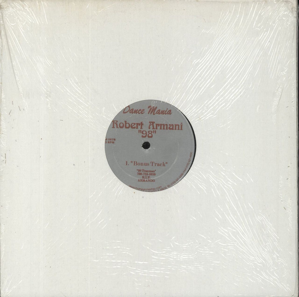 Robert Armani 98 US Promo 12" vinyl single (12 inch record / Maxi-single)