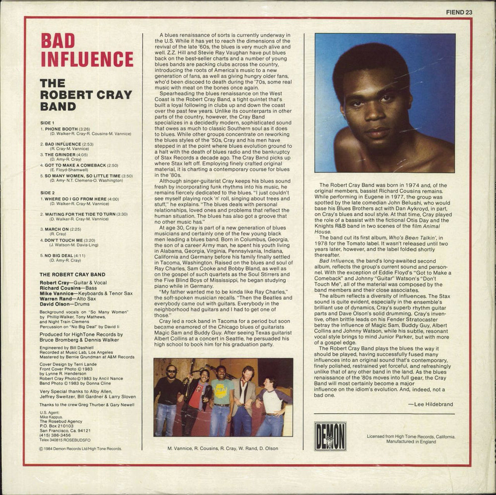 Robert Cray Bad Influence - shrink UK vinyl LP album (LP record)