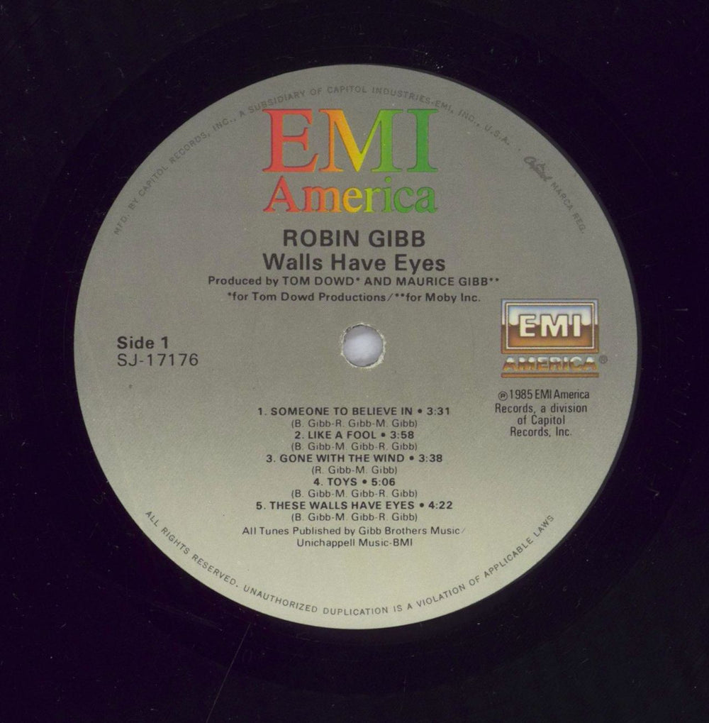 Robin Gibb Walls Have Eyes - gold stamp US vinyl LP album (LP record)