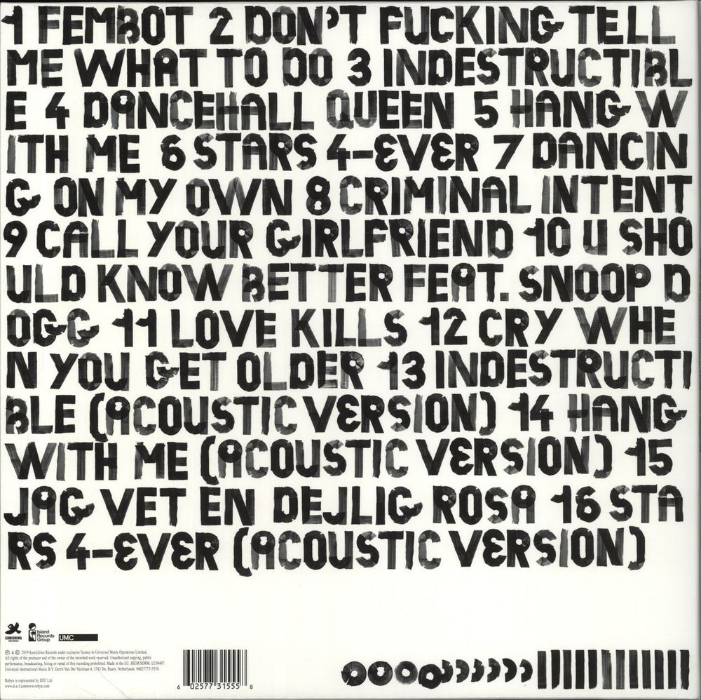 Robyn Body Talk - RSD '19 - White Vinyl US 2-LP vinyl record set (Double LP Album) 602577315558