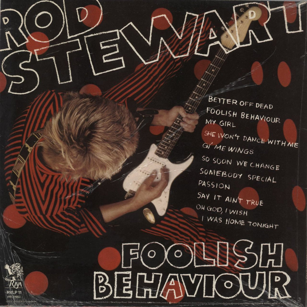 Rod Stewart Foolish Behaviour + Poster - Shrink UK vinyl LP album (LP record)