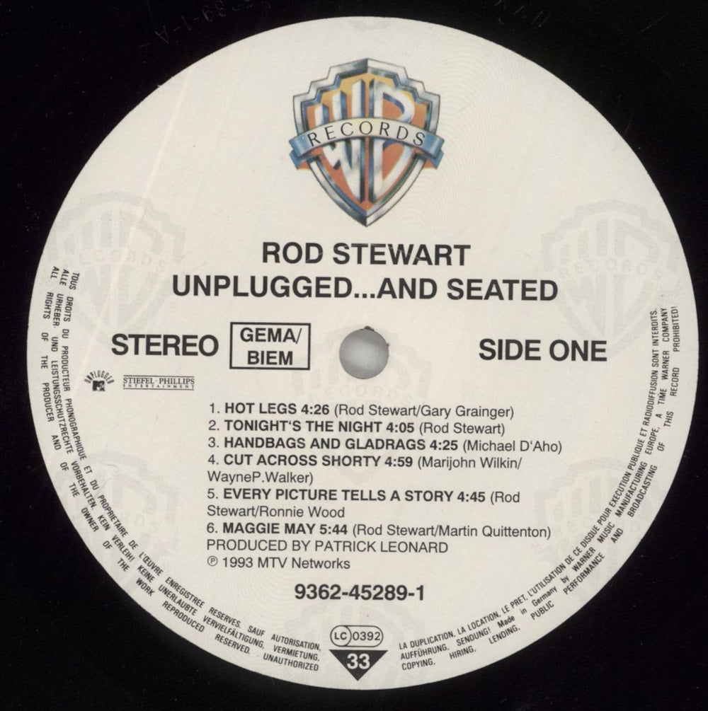 Rod Stewart Unplugged...And Seated German vinyl LP album (LP record) RODLPUN232745