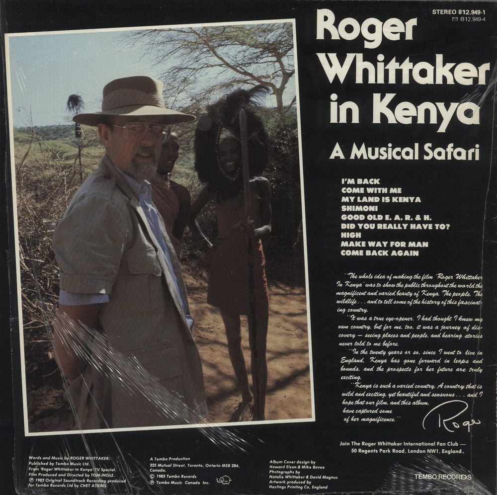 Roger Whittaker Roger Whittaker In Kenya - A Musical Safari - Shrink UK vinyl LP album (LP record)